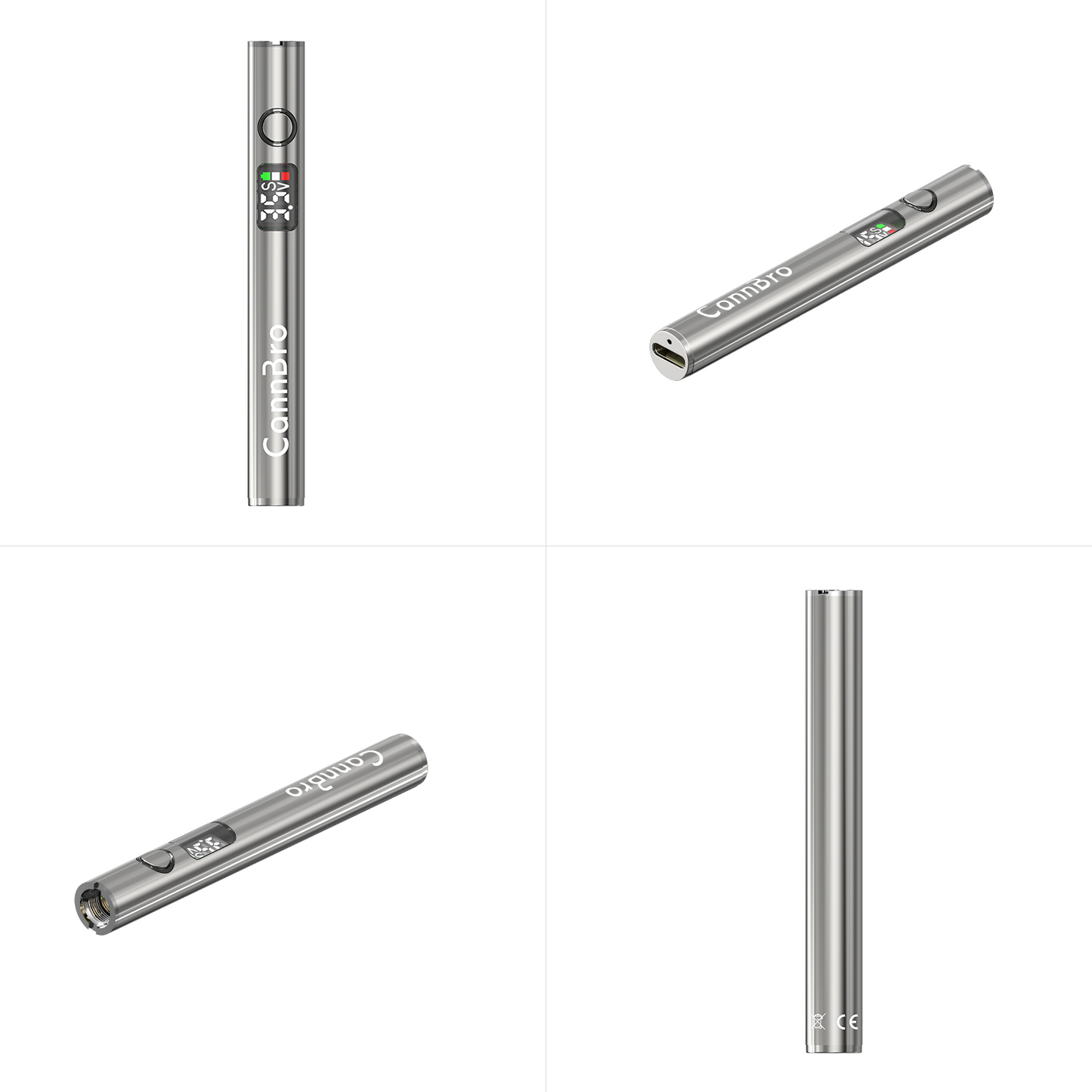 CannBro Luxury Metall 510 Smart-Display Druckknopf-Batterie – Silber