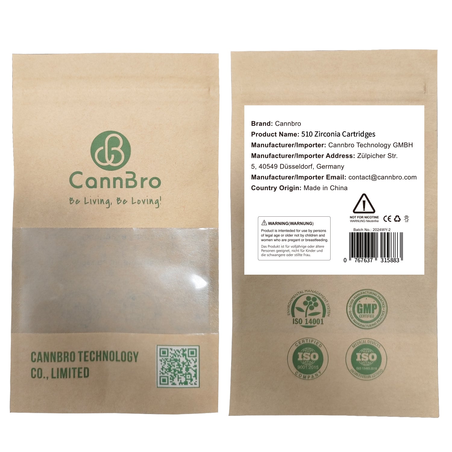 CannBro 510 Zirconia Ceramic Cartridges-1.0ml