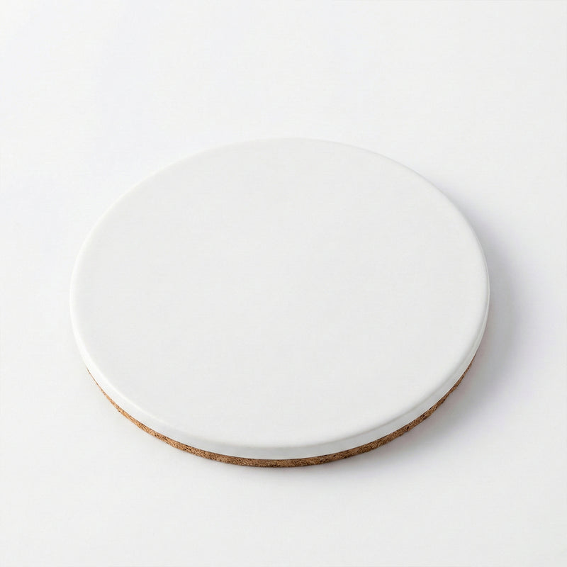 Round Ceramic Coasters - Matte White, 1-Piece Set
