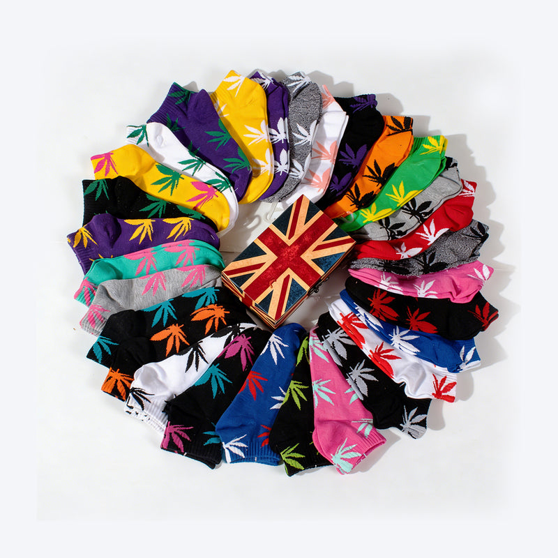 Cannabis Leaf Ankle Socks – Organic Cotton, Unisex
