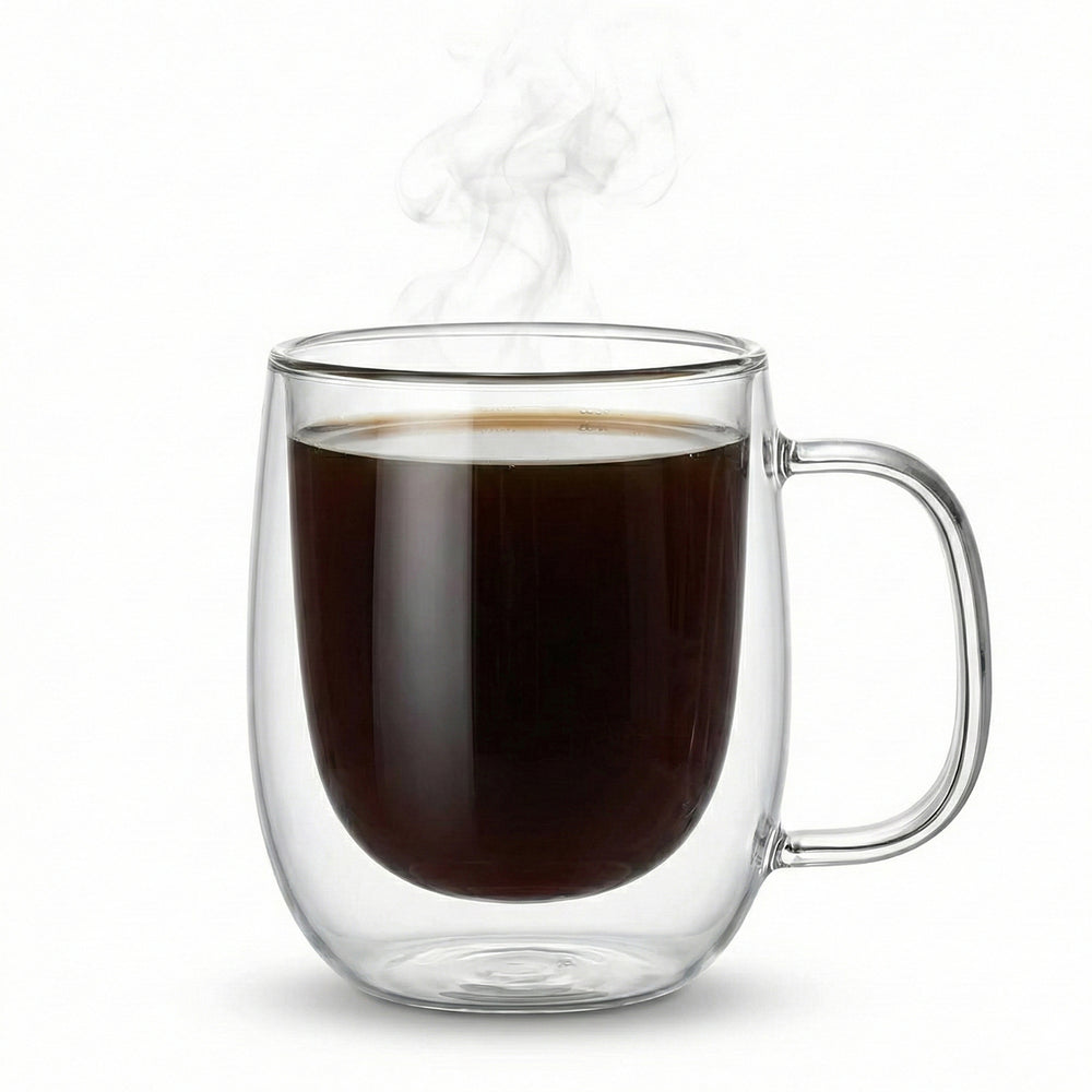Doppelwandige Glastasse – Borosilikatglas, Klar